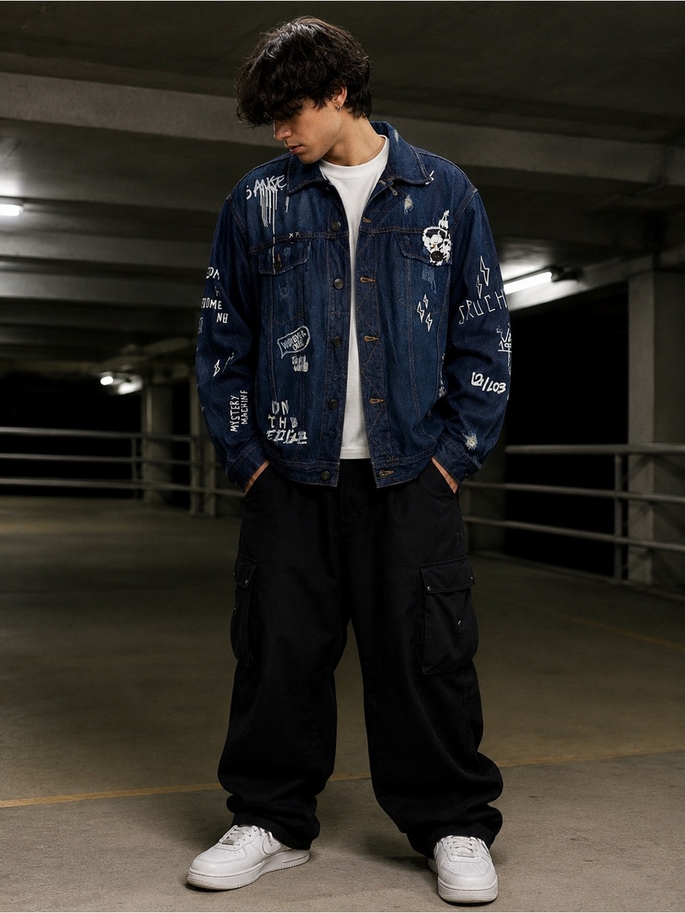 Waimea Graffiti Denim Jacket Y2K Streetwear Oversized XL